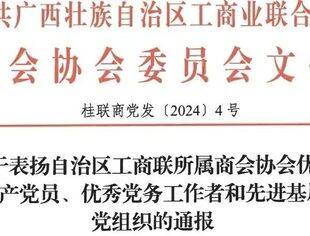 热烈祝贺广西四川商会党支部荣获“先进基层党组织”荣誉称号