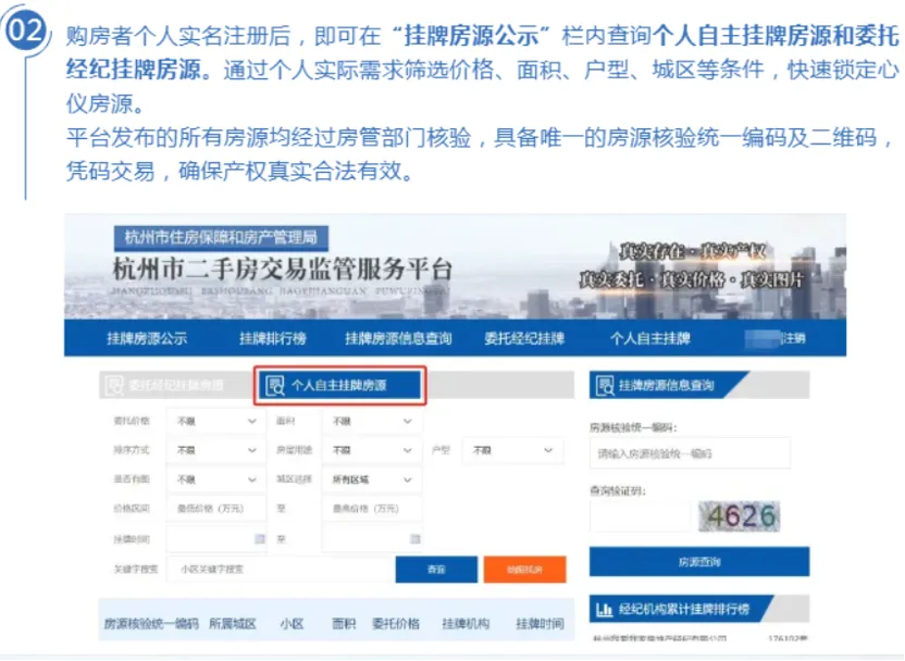 ▲图/杭州市住房保障和房产管理局官网对挂牌房源的介绍