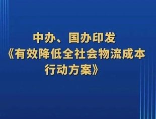 中办国办印发《有效降低全社会物流成本行动方案》