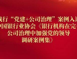 【会领导简讯】富民银行入选中银协《银行机构在完善公司治理中加强党的领导调研案例集》
