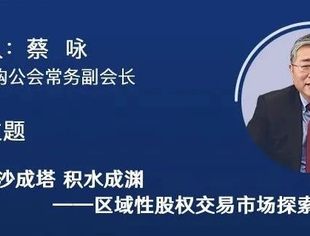 蔡咏：聚沙成塔 积水成渊——区域性股权交易市场探索｜并购公会线上公益系列课程