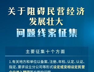 阻碍民营经济发展壮大问题线索征集！