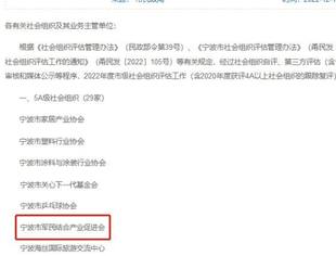 【喜报】宁波市军民结合产业促进会荣获“5A级社会组织”称号